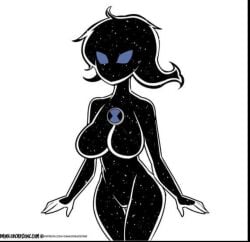 1girls alien alien_humanoid alien_x ben_10 ben_10_alien_force ben_10_omniverse ben_10_ultimate_alien big_breasts black_body blue_eyes cartoon_network celestialsapien cowboy_shot dankodeadzone female female_focus female_only large_breasts lowres simple_background standing white_background