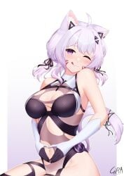 cat_ears catgirl female_only purple_eyes squchan_(vtuber) virtual_youtuber vyugen white_hair