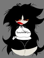 1girls best_girl big_breasts black_hair breasts choker giygal goth goth_girl gothic large_breasts long_hair messy_hair needlemouse_(series) red_teeth sarah_henderson_(needlemouse) sharp_teeth solo solo_female solo_focus thick thick_thighs thighs wide_hips