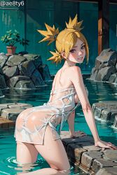 1girls ae8ty6 ai_generated arched_back arm_support ass barely_clothed bathtub big_ass big_breasts blush boruto:_naruto_next_generations breasts curvaceous hot_spring looking_at_viewer mature mature_female milf mostly_nude nai_diffusion naked_towel naruto naruto_(series) onsen partially_submerged ponytail quad_tails round_ass see-through see-through_towel side_view sideboob smile solo solo_focus stable_diffusion teal_eyes temari tied_hair towel towel_only url water watermark web_address wet wet_body wet_skin