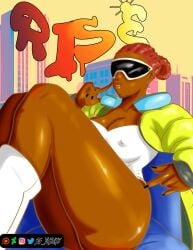 african_female bomb_rush_cyberfunk breasts cleavage dark-skinned_female nipple_bulge rise_(brc) sg_yusuke tagme thick_thighs thighs