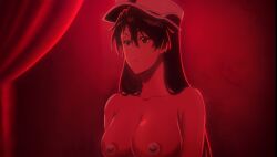 accurate_art_style after_sex bambietta_basterbine big_breasts black_hair bleach bleach:_the_thousand-year_blood_war female female_focus female_only long_hair nude nude_female nude_filter screencap screenshot_edit solo_focus sternritter topless