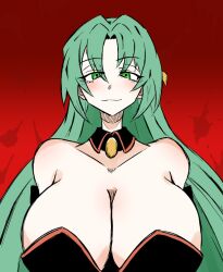 07th_expansion alternate_breast_size angel_mort_uniform big_breasts cleavage green_eyes green_hair higurashi_no_naku_koro_ni looking_at_viewer shion_sonozaki tagme toshiaki1277 when_they_cry