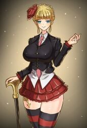 07th_expansion alternate_breast_size beatrice_(umineko) big_breasts blue_eyes golden_hair looking_at_viewer smile tagme thighhighs thighs toshiaki1277 umineko_no_naku_koro_ni when_they_cry