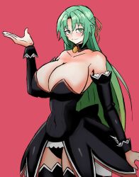 07th_expansion alternate_breast_size angel_mort_uniform big_breasts breasts_bigger_than_head cleavage green_eyes green_hair higurashi_no_naku_koro_ni looking_at_viewer shion_sonozaki tagme thighs toshiaki1277 when_they_cry