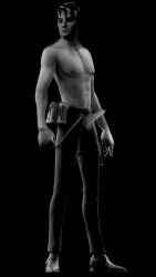 abs black_and_white brown_nipples edit edited edited_screencap epic_games fortnite fortnite:_battle_royale game_screenshot gay grayscale grenade light_hair male male_only muscular nipples nolan_chance nolan_chance_(fortnite) nsfw nude_edit nude_filter pecs penis penis_out shirtless short_hair six_pack skinny solo_focus solo_male suit_pants trousers twink video_game_character weapon white_skin