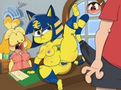 1boy 2girls animal_crossing ankha anus ass breasts erection female isabelle_(animal_crossing) male multiple_girls pussy raccoonmugen villager_(animal_crossing)