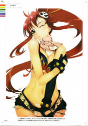 blush high_res highres long_hair midriff mikazuki_akira red_hair scan shorts tengen_toppa_gurren-lagann tengen_toppa_gurren_lagann thighhighs trimoon yoko_littner