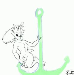 2020 anchor animated anthro ass balls black_eyes brooklyn_(gargoyles) byondrage disney erection gargoyle gargoyles genitals hi_res looking_at_viewer male male_only monochrome nude penis short_playtime simple_background solo swimming underwater white_background