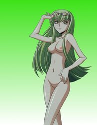 c.c. code_geass female green_hair high_resolution megane nipples nude nude_filter oppai photoshop pussy vagina yellow_eyes