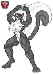 1girls 2d anthro feline fur furry macro muscular persine rampage skunk solo theskunkcat