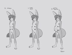 anthro anthro_only belly_bulge belly_expansion blush fennec_fox fox furry furry_only large_ears looking_down looking_nervous multi_nipple nipples pregnant pregnant_belly pregnant_female progression pussy short_hair standing tagme toby_art vulpine