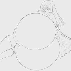 akebi-chan_no_serafuku akebi_komichi ass_bigger_than_head ass_focus big_ass bottomless female female_only hyper_ass skirt thanuki thanukiart topwear