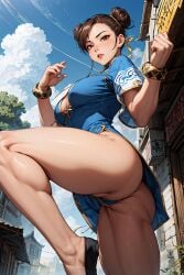 1girls ai_art_panwho ai_generated asian asian_female ass athletic athletic_female bare_legs bare_thighs barely_clothed bottomless bottomless_female bracelet butt_crack capcom center_opening china_dress chinese_clothes chun-li double_bun dress female female_only fighting_pose fighting_stance g-string hair_bun hair_ornament half-dressed leg_lift leg_up light-skinned_female light_skin looking_at_viewer makeup martial_artist mature mature_female mature_woman muscular muscular_female muscular_thighs nai_diffusion no_bra outdoors panties pinup raised_leg ribbons shoes solo stable_diffusion standing standing_on_one_leg street_fighter street_fighter_6 thick_thighs thighs twin_buns underwear voluptuous