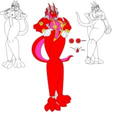 big_ass big_breasts big_hips cartoony dragon_humanoid drakia_the_dragon furry gold_(metal) gold_bikini gold_eyes gold_jewelry jewelry marlon64 microsoft_paint model_sheet nipple_rings original pink_scales pink_skin red_nipples red_pussy red_scales red_skin silver_hair white_background wings