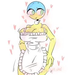 apron big_breasts countryhumans countryhumans_girl hands_on_hips heart kak0yt0_chel ukraine_(countryhumans)