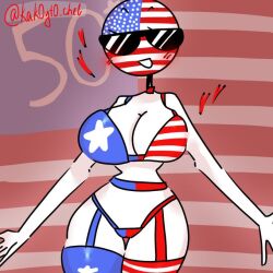 bikini countryhumans countryhumans_girl flag_background kak0yt0_chel sunglasses united_states_of_america_(countryhumans) usa_bikini