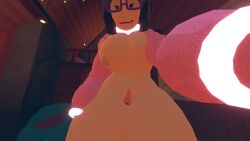 black_hair cat_ears female glasses huge_breasts plump pussy rec_room recroom recroom-nsfw vr wide_hips