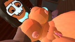 black_hair cat_ears female huge_breasts plump pussy rec_room recroom recroom-nsfw skull_mask tan_body vr wide_hips