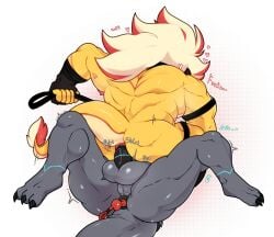 2boys armband ass balls gay gloves male_only original_character penis yellow_fur zaflep