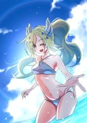 1girls beach bikini dogmatika_ecclesia_the_virtuous ecclesia_(yu-gi-oh!) sengenjin31 yu-gi-oh!