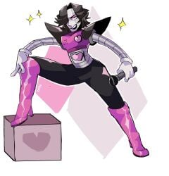 1boy 2010s 2019 _zzappyy_ ambiguous_gender androgynous black_hair boots box femboy hair hair_over_one_eye high_heel_boots high_heels holding_microphone humanoid humanoid_robot male male_only mettaton mettaton_ex microphone pink_boots robot robot_femboy robot_humanoid sfw simple_background solo sparkle sparkles undertale undertale_(series)