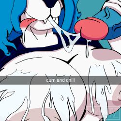 aloy_(axxxolartz) axxxolartz big_breasts big_breasts big_cock big_penis black_nose blue_hair blue_penis blue_skin breasts breasts breasts_out canid canine cock cum cum_in_mouth cum_on_body cum_on_breasts cumshot huge_breasts huge_breasts huge_cock huge_cock penis selfie social_media thick_penis white_body white_fur wolf wolf_girl