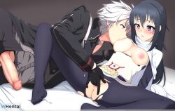 1boy1girl 2d average_breasts average_sized_penis black_hair blush blushing breast_sucking breasts crossover eiyuu_densetsu femsub fingering fingering_partner fingering_pussy fully_clothed gloves gray_eyes hole_in_pants imminent_sex izawa_shizue long_hair looking_at_partner maledom penis_out pussy rean_schwarzer red_eyes tagme tensei_shitara_slime_datta_ken that_time_i_got_reincarnated_as_a_slime trails_of_cold_steel uncensored vaginal_penetration white_hair