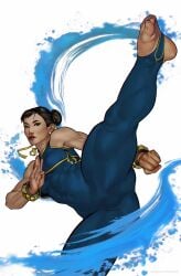 1girls ass barefoot big_ass big_breasts blue_pants breasts capcom chun-li clothed clothed_female clothing dima_ivanov double_bun earrings eyeshadow feet female hair_bun hair_ribbon huge_ass jewelry large_ass large_breasts leggings lipstick looking_at_viewer makeup mature_female midriff milf pants pearl_earrings pinup ribbon soles standing stirrup_legwear street_fighter street_fighter_6 street_fighter_alpha thick_thighs thunder_thighs tight_pants tights toeless_legwear toes wide_hips yellow_ribbon