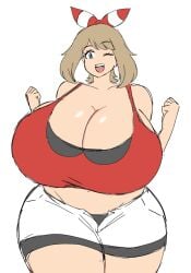 1female 1girls 2020s 2023 2d 2d_(artwork) 2d_artwork aged_up alternate_body_type alternate_breast_size alternate_thigh_size bandana bare_shoulders bbw big_breasts big_cleavage breasts breasts_bigger_than_head breasts_bigger_than_torso brown_hair cleavage cleavage_overflow clothed clothing color colored curvaceous curves curvy curvy_body curvy_female curvy_hips deep_cleavage eyebrows_visible_through_hair eyelashes fair-skinned_female female female_focus female_only giant_breasts gigantic_breasts hands_clenched hands_up hips hips_wider_than_shoulders huge_breasts huge_cleavage huge_thighs human human_only light_blue_eyes light_brown_hair massive_breasts may_(pokemon) may_(pokemon_oras) midriff midriff_baring_shirt momiji_(artist) nintendo one_eye_closed open_mouth plump_breasts plump_thighs pokemon pokemon_(game) pokemon_oras red_bandana red_tank_top red_topwear shiny_skin short_shorts shorts shoulder_length_hair simple_background simple_shading smile smiling_at_viewer standing teeth thick_ thick_thighs thick_thighs_save_lives thin_eyebrows twitter_link two_tone_clothing unbuttoned_shorts voluptuous voluptuous_female white_background white_shorts wide_hips