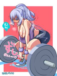 alternate_breast_size barasuishou exercise huge_breasts itini-sanshi lifting rozen_maiden sweat sweaty_body working_out