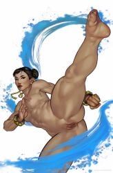 bare_pussy chun-li dima_ivanov female_only hair_bun hair_ribbon hairless_pussy medium_breasts muscular muscular_female muscular_thighs nude pinup pussy shaved_pussy small_breasts smooth_pussy solo solo_female street_fighter street_fighter_6 thirstastic