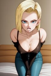 ai_generated android_18 c18aiart cum_in_mouth dragon_ball ninart_ai tagme