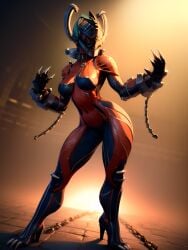 1girls 2d_(artwork) ai_generated ass breasts hips large_breasts thick_thighs thighs valkyr_(warframe) warframe wide_hips