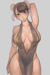 alternate_costume bun_cover chinese_clothes chun-li clothed erection female female_only othicc otik street_fighter