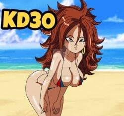 1girls android android_21 android_21_(good) android_21_(human) artist_name ass_cheeks ass_focus ass_up bare_arms bare_chest bare_legs bare_midriff bare_shoulders bare_thighs beach beach_background beauty_mark beauty_spot big_ass big_breasts big_butt bikini bikini_bottom bikini_top blue_eyes brown_hair butt_cheeks butt_focus cheeks curvaceous curvy curvy_body curvy_female curvy_figure curvy_hips curvy_thighs dragon_ball dragon_ball_fighterz dragon_ball_super dragon_ball_super_super_hero earrings erect_nipples erection female female_focus female_human female_only female_solo gold_earrings hoop_earrings human kiokendragon leaning leaning_forward long_brown_hair looking_at_viewer looking_pleasured nipple_bulge ocean old_art sand shiny shiny_ass shiny_body shiny_breasts shiny_butt shiny_hair shiny_skin smile smiling smiling_at_viewer solo solo_female solo_focus string string_bikini string_bra string_panties thick thick_ass thick_body thick_breasts thick_butt thick_hips thick_legs thick_thighs thigh_gap thighs thighs_together voluptuous voluptuous_female vomi_(dragon_ball) watermark