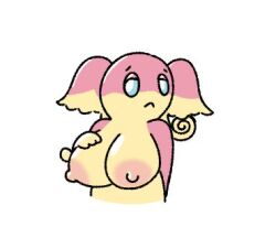 anthro audino big_breasts breasts generation_5_pokemon lovebug nude smug_face