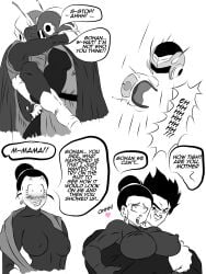 ahegao black_and_white chichi clothing comic confused confusion dragon_ball dragon_ball_super dragon_ball_z great_saiyaman great_saiyaman_2 great_saiyawoman incest inmoral14 kissing manga manga_page manga_style mom_and_son mother_and_child mother_and_son not_colored pleasure_face rape rape_face son_gohan text text_bubble vaginal_penetration