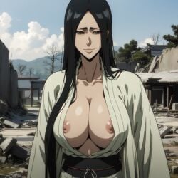 1girls ai_generated big_breasts bleach bleach:_the_thousand-year_blood_war breasts breasts_out female female_focus huge_breasts kimono looking_at_viewer mature mature_female mephistoo milf nai_diffusion nipples open_clothes stable_diffusion unohana_retsu unohana_yachiru very_long_hair voluptuous