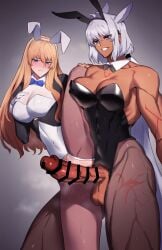 1futa 1girls animal_ears bar_censor big_breasts big_dom_small_sub big_penis blonde_hair blue_eyes blush bow bowtie breasts caenis_(fate) censored clothed clothing dark-skinned_futanari dark_skin duo erection fate/grand_order fate_(series) female femsub futa_on_female futa_with_female futadom futanari genderswap_(mtf) gloves grey_hair hair_between_eyes hi_res highres holding holding_leash huge_cock human humanoid humanoid_penis imminent_penetration imminent_sex kemonomimi kemonomimi_mode kirschtaria_wodime larger_futanari leash light-skinned_female light_skin long_hair looking_at_viewer mostly_clothed multiple_girls muscular muscular_futanari navel pantyhose penis playboy_bunny rabbit_ears reddened_penis rule_63 sabamori sex size_difference smaller_female standing sweat tail tattoo teeth testicles veins veiny_penis