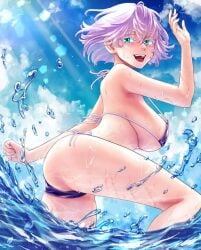 1girl 1girls 2d bikini delinquent female female_only green_eyes hamhassy pink_hair senju_kawaragi slut tokyo_revengers whore