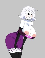 black_lipstick homestuck long_gloves phasmomo roxy_lalonde short_hair short_white_hair