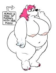 barefoot big_belly big_butt big_nipples chubby_anthro chubby_female claws fursona horny noelle_(twistcmyk) painted_nails picking_nose pink_hair polar_bear pussy pussy_juice pussy_juice_drip snackdumpster tagme twistcmyk wet_hand wet_pussy