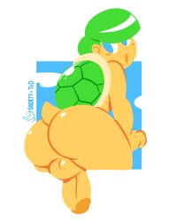 1boy ass backsack balls big_ass big_butt blue_eyes butt cloud fat_ass fat_butt femboy green_hair green_koopa_troopa huge_ass huge_butt koopa koopa_troopa looking_at_viewer looking_back male male_only mario_(series) nintendo penis simple_background sky societyoftd solo tail testicles thick_ass thick_butt toony turtle turtle_shell yellow_skin