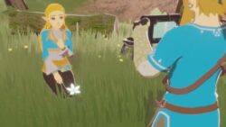 1boy 1girls 3d animated blonde_female blonde_hair blonde_hair_male blonde_pubic_hair blue_eyes bouncing_breasts breath_of_the_wild female_pubic_hair hairy_pussy hylian link link_(breath_of_the_wild) long_video longer_than_30_seconds longer_than_one_minute lvl3toaster male nintendo nude nude_female outdoors outside pale_skin panties princess_zelda sheikah_slate sound sound_effects stasis stasis_rune taking_picture the_legend_of_zelda time_stop undressing video volkor zelda_(breath_of_the_wild)