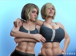 2girls 3d abs alien_girl alien_look_like_human arm_around_partner arm_around_shoulder athletic_female bare_midriff biceps big_breasts big_lips blonde_female blonde_hair blonde_hair_female blue_background blue_eyes breast_envy breast_size_difference breasts brown_lips bulging_breasts bursting_breasts cleavage cleavage_overflow clothed counterpart cute dc dc_comics deltoids dirty_blonde_hair envy eyes female female_only fit fit_female four_pack hand_on_another's_shoulder hand_on_hip heroine huge_breasts injustice_2 jealous justice_league justice_league_of_america kara_danvers kara_zor-el karen_starr large_breasts larger_female light-skinned_female light_skin lips medium_hair medium_support_(meme) meme navel pout pouting pouty_lips power_girl power_girl_(injustice) rysketches seductive short_hair six_pack small_breasts smaller_female solo sports_bra sportswear supergirl supergirl_(injustice) superheroine superman_(series) toned toned_female toned_stomach upper_body wet_skin wholesome