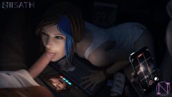 3d animated blowjob cheating_girlfriend chloe_price cucked_lesbian cuckquean dyed_hair life_is_strange male max_caulfield money nathan_prescott niisath orientation_play penis phone prostitution recording tagme video_call