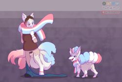 canid canine dustyerror fox generation_1_pokemon genitals hi_res mammal nintendo penis pokemon pokemon_(species) pussy transformation transgender_pride_colors vulpix what