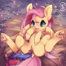 equid equine female feral fluttershy_(mlp) friendship_is_magic genitals hair hasbro hi_res horse invalid_tag mammal my_little_pony pegasus penis pink_hair pony pussy quinto wings