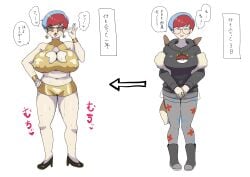 1girls alternate_breast_size before_and_after big_breasts bimbo bimbofication breast_expansion breasts busty cleavage curvaceous curvy curvy_body curvy_female curvy_figure female game_freak glasses heels huge_breasts japanese_text large_breasts naughty_face nintendo penny_(pokemon) personality_change pokemon pokemon_(game) pokemon_sv round_glasses short_hair slut slutty_outfit sunglasses text thick_thighs thighs tongue tongue_out transformation translation_request vivid_moti voluptuous whore